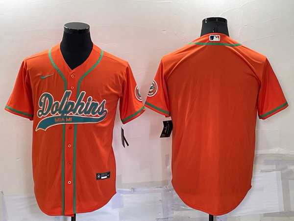 Men's Miami Dolphins Blank Orange Cool Base Stitched Baseball Jersey