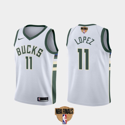 Men's Milwaukee Bucks #11 Brook Lopez 2021 NBA Finals White Association Edition Stitched NBA Jersey