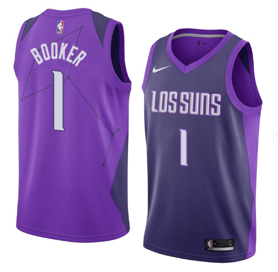 Men's Phoenix Suns Purple #1 Devin Booker Purple Stitched NBA Jersey