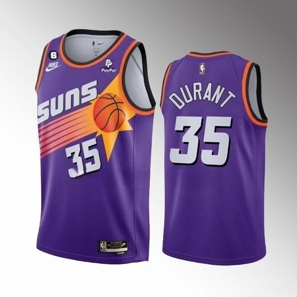 Men's Phoenix Suns #35 Kevin Durant Purple With NO.6 Patch Classic Edition Stitched Basketball Jersey