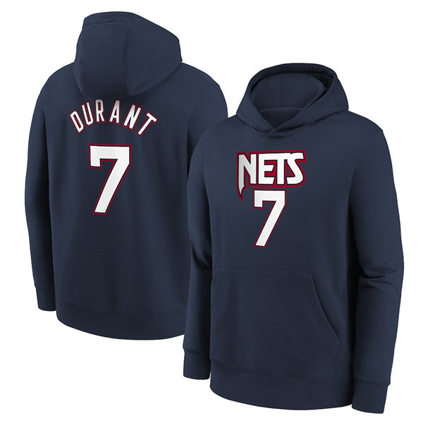 Men's Brooklyn Nets #7 Kevin Durant Navy Pullover Hoodie
