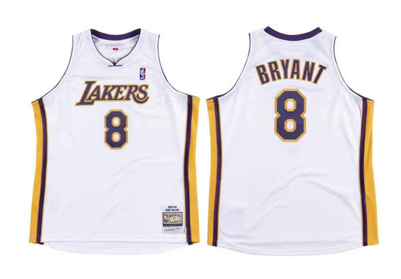 Men's Los Angeles Lakers #8 Kobe Bryant White Stitched NBA Jersey