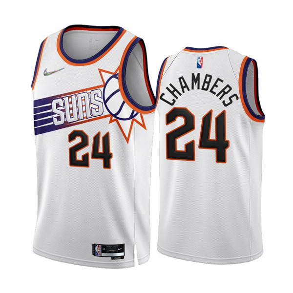 Men's Phoenix Suns #24 Tom Chambers 2022/23 White 75th Anniversary Association Edition Stitched Jersey