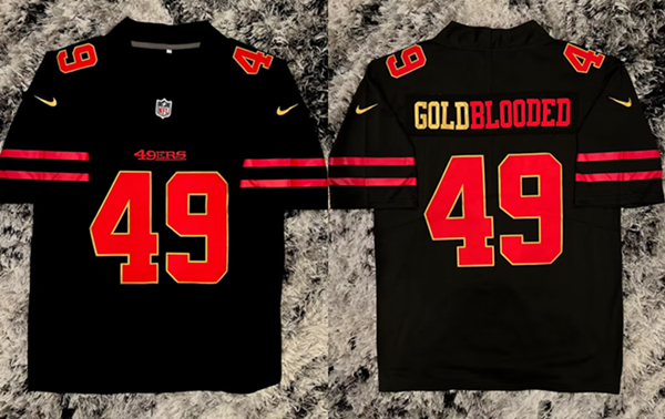 Men's San Francisco 49ers #49 Gold Blooded Black Stitched Jersey