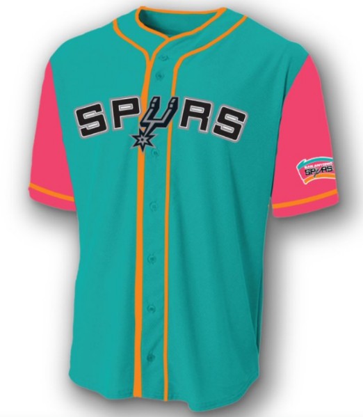 Men's San Antonio Spurs Teal Pink Cool Base Stitched Baseball Jersey