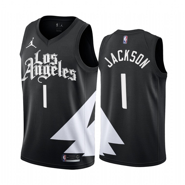 Men's Los Angeles Clippers #1 Reggie Jackson 2022/23 Black Statement Edition Stitched Jersey