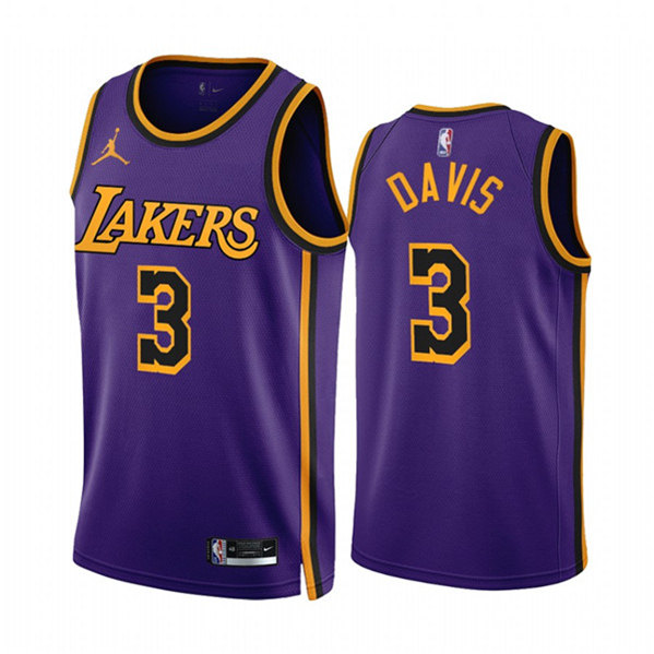Men's Los Angeles Lakers #3 Anthony Davis 2022/23 Purple Statement Edition Stitched Basketball Jersey