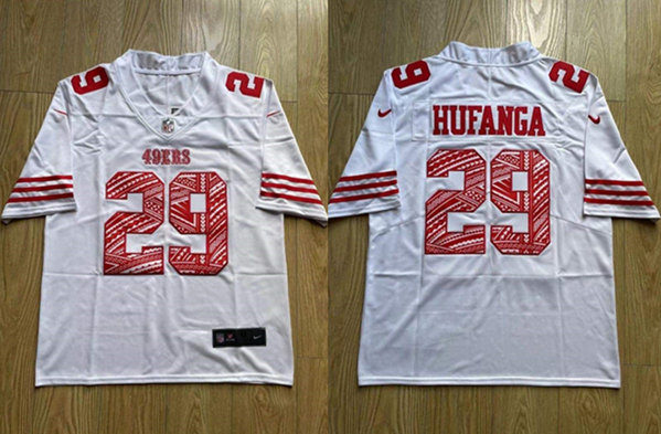 Men's San Francisco 49ers #29 Talanoa Hufanga White Stitched Jersey