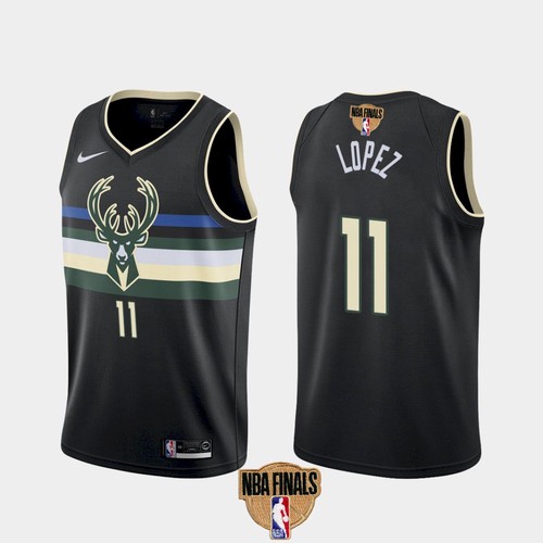 Men's Milwaukee Bucks #11 Brook Lopez 2021 NBA Finals Black Statement Edition Stitched NBA Jersey