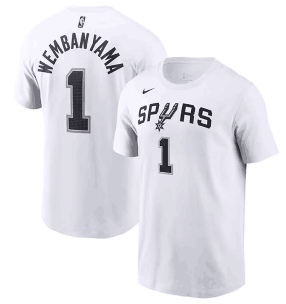 Men's San Antonio Spurs #1 Victor Wembanyama White T-Shirt