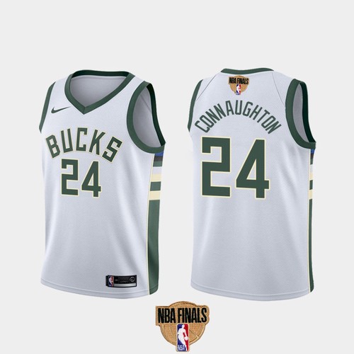Men's Milwaukee Bucks #24 Pat Connaughton 2021 NBA Finals White Association Edition Stitched NBA Jersey