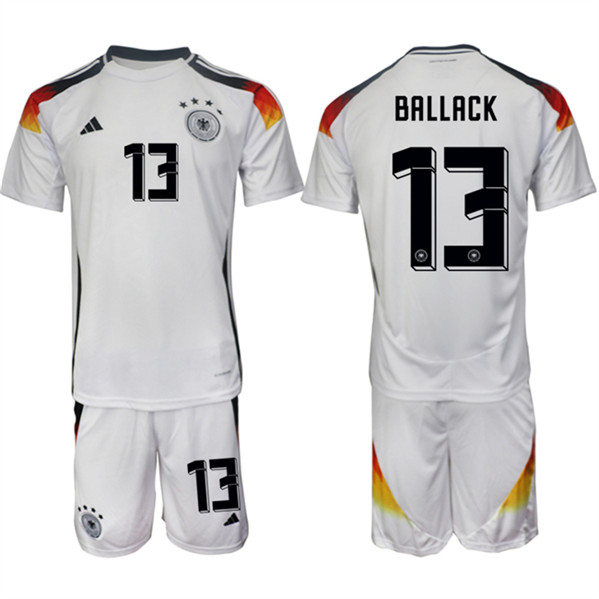 Men's Germany #13 Michael Ballack White 2024-25 Home Soccer Jersey Suit