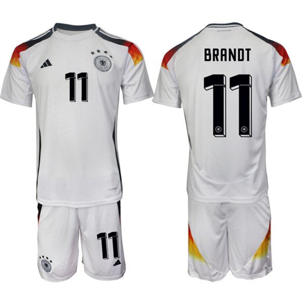 Men's Germany #11 Julian Brandt White 2024-25 Home Soccer Jersey Suit