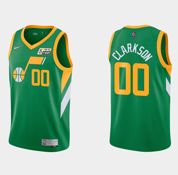 Men's Utah Jazz #00 Jordan Clarkson Green Earned Edition Stitched NBA Jersey