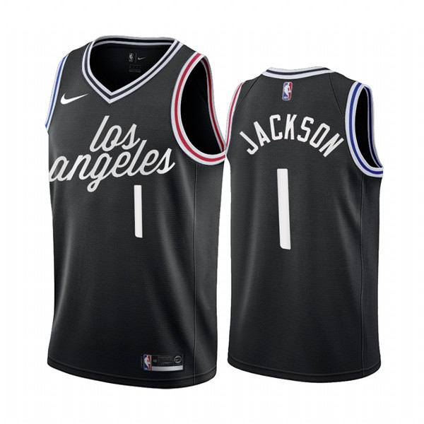 Men's Los Angeles Clippers #1 Reggie Jackson 2022/23 Black City Edition Stitched Jersey