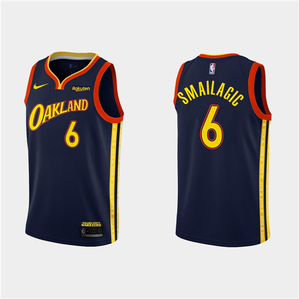 Men's Golden State Warriors #6 Alen Smailagic 2020-21 City Edition Navy Stitched NBA Jersey
