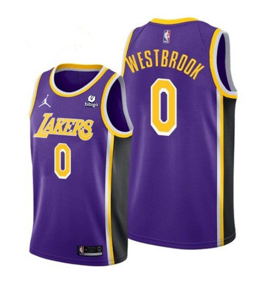 Men's Los Angeles Lakers #0 Russell Westbrook Purple Stitched Jersey