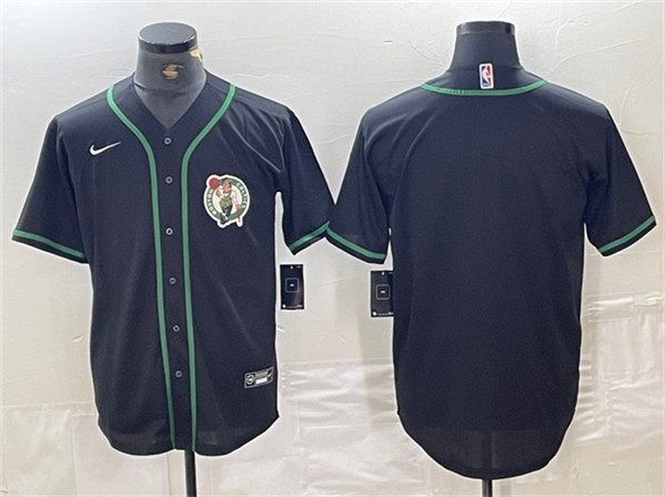 Men's Boston Celtics Blank Black With Patch Stitched Baseball Jersey