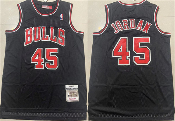 Men's Chicago Bulls #45 Michael Jordan Black 1994-95 Throwback Stitched Basketball Jersey