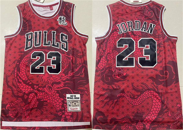 Men's Chicago Bulls #23 Michael Jordan Red 1997-98 Throwback Stitched Basketball Jersey 02