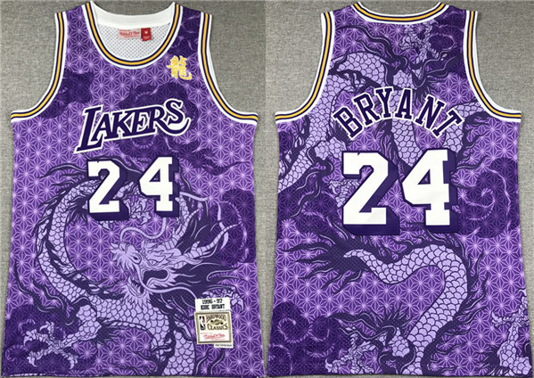 Men's Los Angeles Lakers #24 Kobe Bryant Purple 1996-97 Throwback basketball Jersey