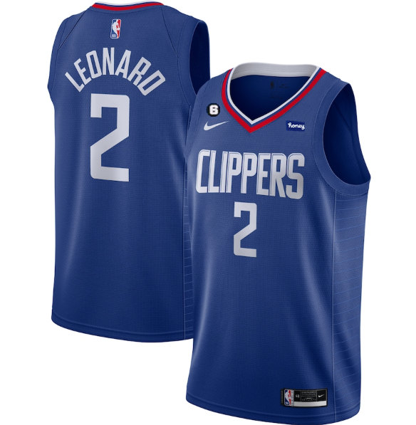 Men's Los Angeles Clippers #2 Kawhi Leonard Blue With NO.6 Patch Stitched Jersey