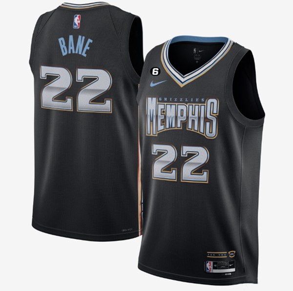 Men's Memphis Grizzlies #22 Desmond Bane Black 2022/23 City Edition With NO.6 Patch Stitched Basketball Jersey