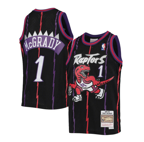 Men's Toronto Raptors #1 Tracy McGrady 1998-99 Black Mitchell & Ness Throwback Swingman Stitched Jersey