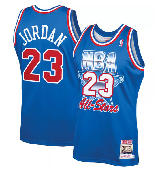 Men's Chicago Bulls #23 Michael Jordan Blue 1993 All-Star Throwback Swingman Stitched NBA Jersey