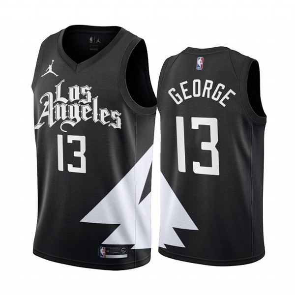 Men's Los Angeles Clippers #13 Paul George 2022/23 Black Statement Edition Stitched Jersey