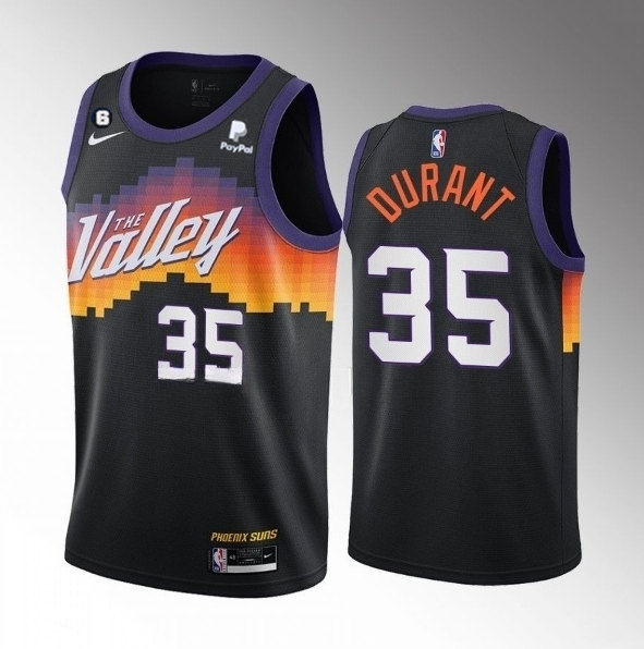 Men's Phoenix Suns #35 Kevin Durant Balck With NO.6 Patch 2021/22 City Edition Stitched Basketball Jersey