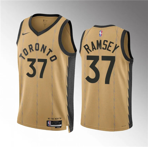 Men's Toronto Raptors #37 Jahmi'us Ramsey Gold 2023/24 City Edition Stitched Basketball Jersey