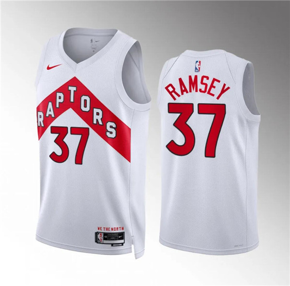 Men's Toronto Raptors #37 Jahmi'us Ramsey White Association Edition Stitched Basketball Jersey