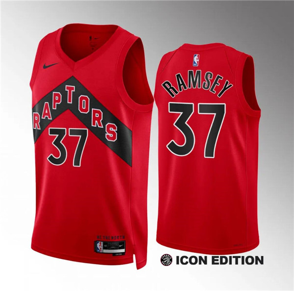 Men's Toronto Raptors #37 Jahmi'us Ramsey Red Icon Edition Stitched Basketball Jersey