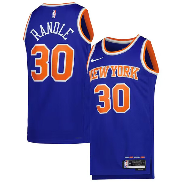Men's New York Knicks #30 Julius Randle 2022/23 Blue Icon Edition Swingman Stitched Basketball Jersey