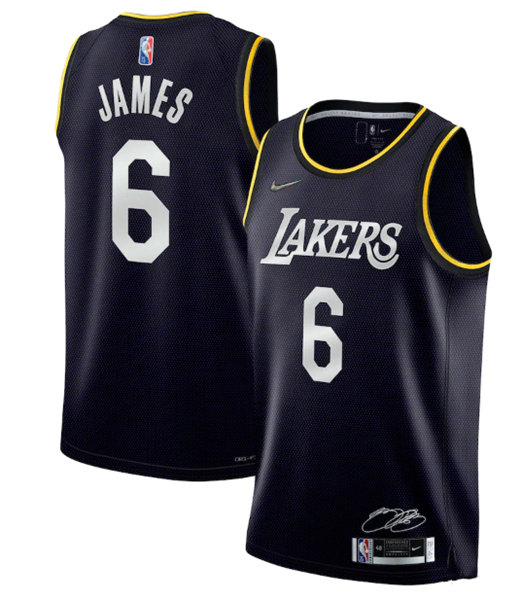 Men's Los Angeles Lakers #6 LeBron James 2022 Black 75th Anniversary Select Series MVP Swingman Jersey