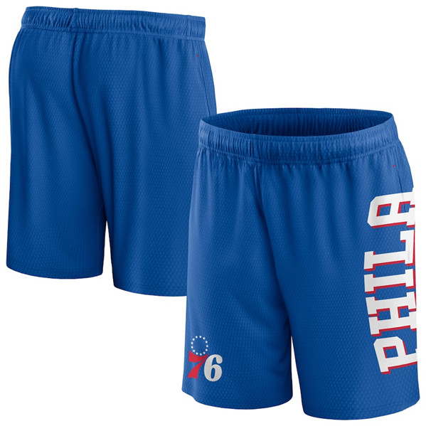 Men's Philadelphia 76ers Blue Post Up Mesh Shorts(Run Small)