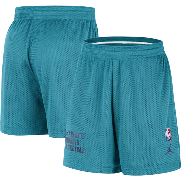 Men's Charlotte Hornets Teal Warm Up Performance Practice Shorts(Run Small)