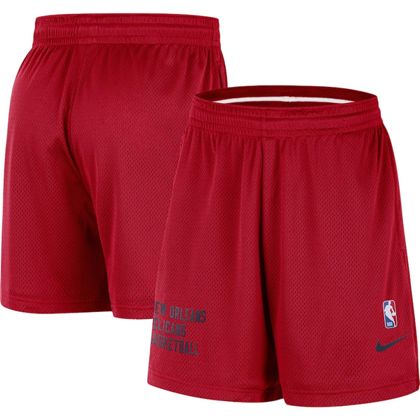 Men's New Orleans Pelicans Red Warm Up Performance Practice Shorts(Run Small)