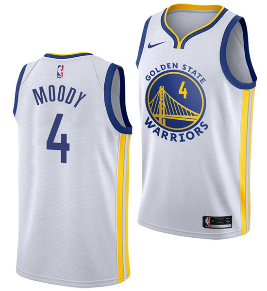 Men's Golden State Warriors #4 Moses Moody White Association Edition Swingman Stitched Jersey