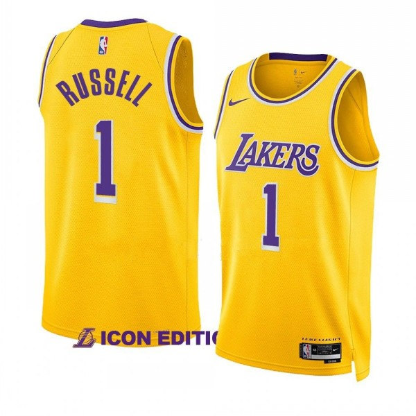 Men's Los Angeles Lakers #1 D’Angelo Russell Yellow Stitched Basketball Jersey