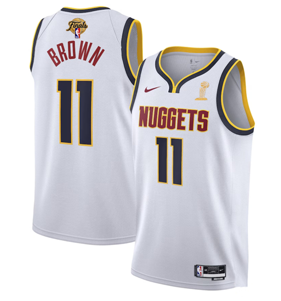 Men's Denver Nuggets #11 Bruce Brown White 2023 Finals Association Edition Stitched Basketball Jersey