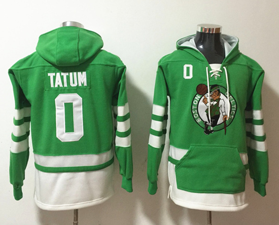 Men's Boston Celtics #0 Jayson Tatum Green Lace-Up Pullover Hoodie