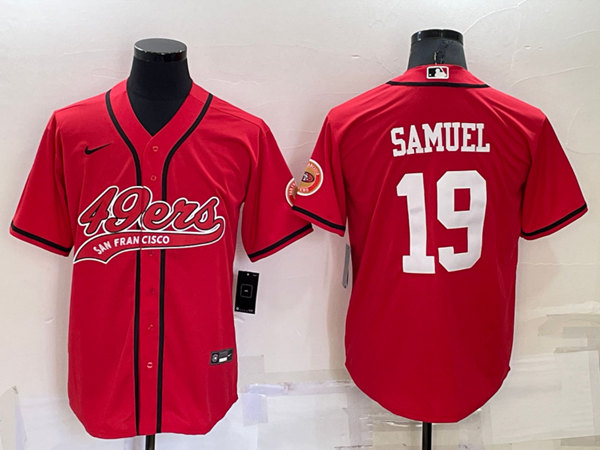 Men's San Francisco 49ers #19 Deebo Samuel Red Cool Base Stitched Baseball Jersey