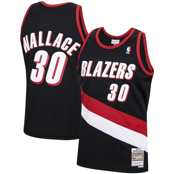 Men's Portland Trail Blazers #30 Rasheed Wallace Black 1999-00 Hardwood Classics Swingman Stitched Jersey