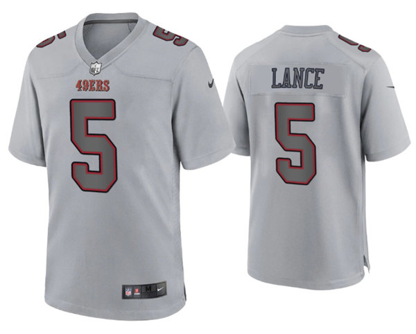Men's San Francisco 49ers #5 Trey Lance Gray Atmosphere Fashion Stitched Game Jersey