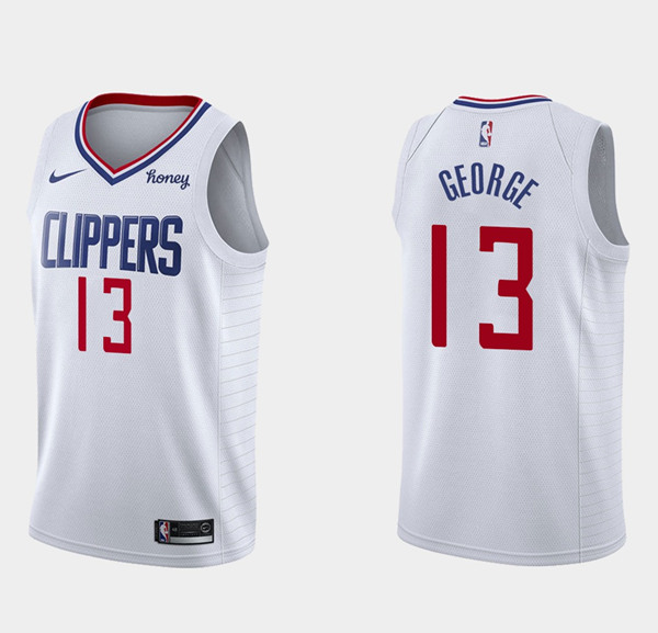 Men's Los Angeles Clippers #13 Paul George White Stitched NBA Jersey