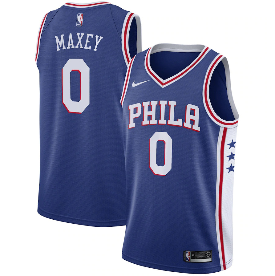 Men's Philadelphia 76ers #0 Tyrese Maxey Stitched NBA Jersey