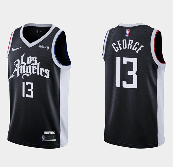 Men's Los Angeles Clippers #13 Paul George Black 2020-21 City Edition Stitched NBA Jersey