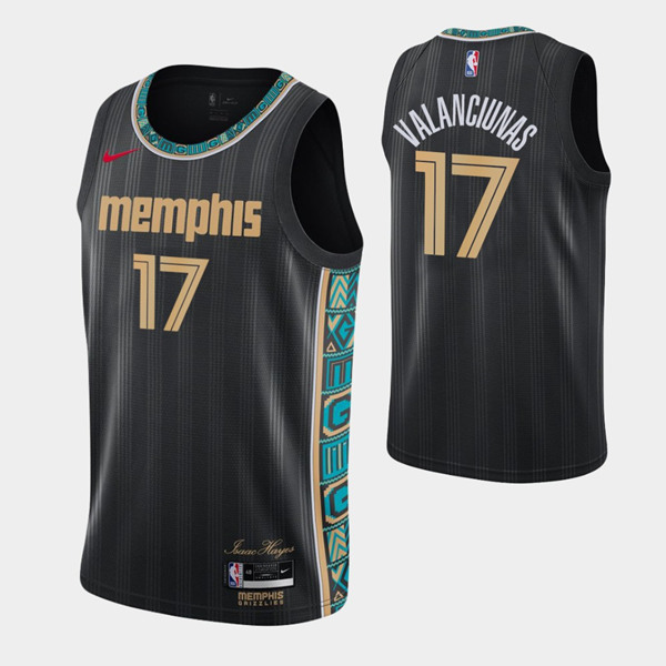Men's Memphis Grizzlies #17 Jonas Valanciunas Black 2020-21 City Swingman Stitched NBA Jersey